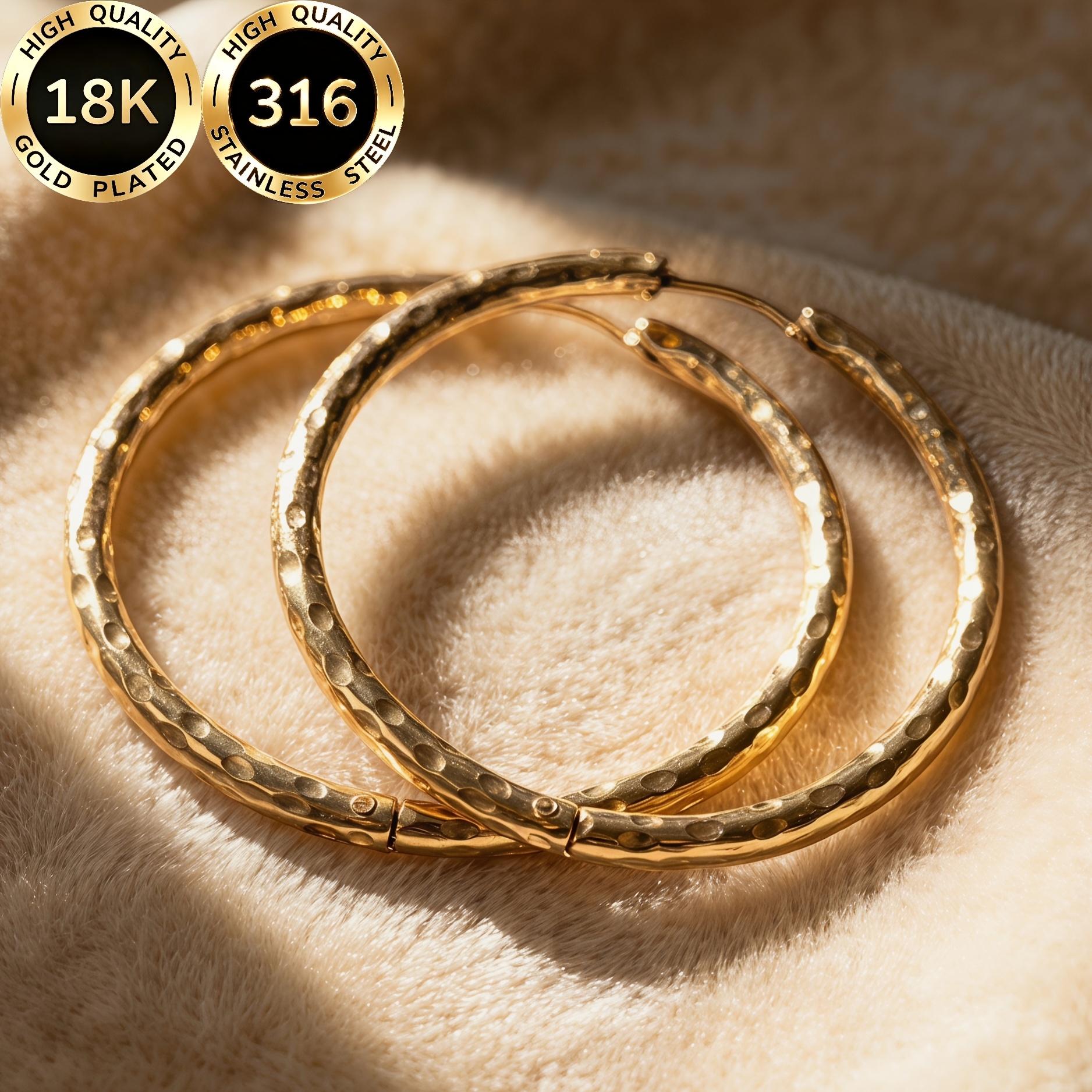 Women's 18K Gold-Plated Minimalist Curved Hoop Earrings